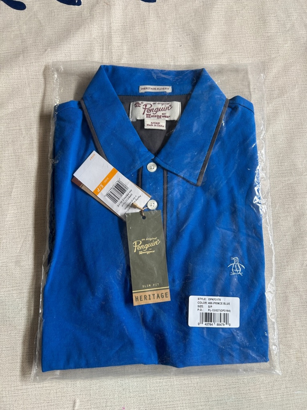 Original Penguin Men's Polo in Bright Blue with Contrast Piping
